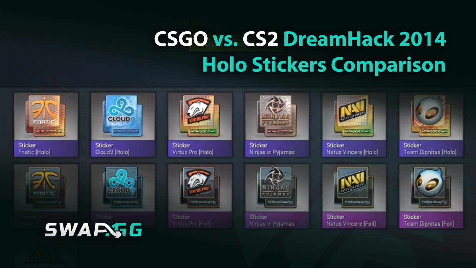 CSGO vs. CS2 DreamHack 2014 Holo Stickers Comparison