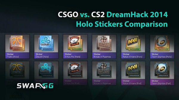 CSGO vs. CS2 DreamHack 2014 Holo Stickers Comparison