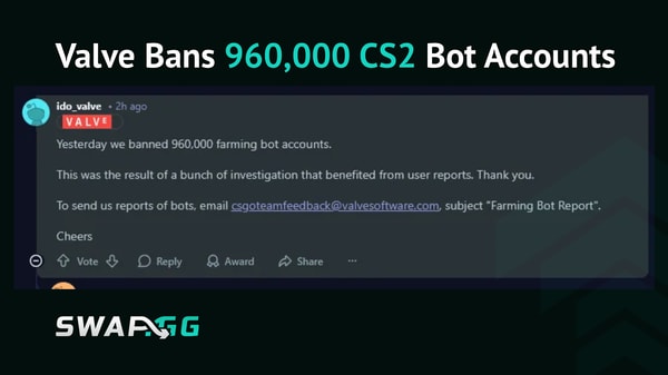Valve Bans 960,000 CS2 Bot Accounts: What It Means for the Economy